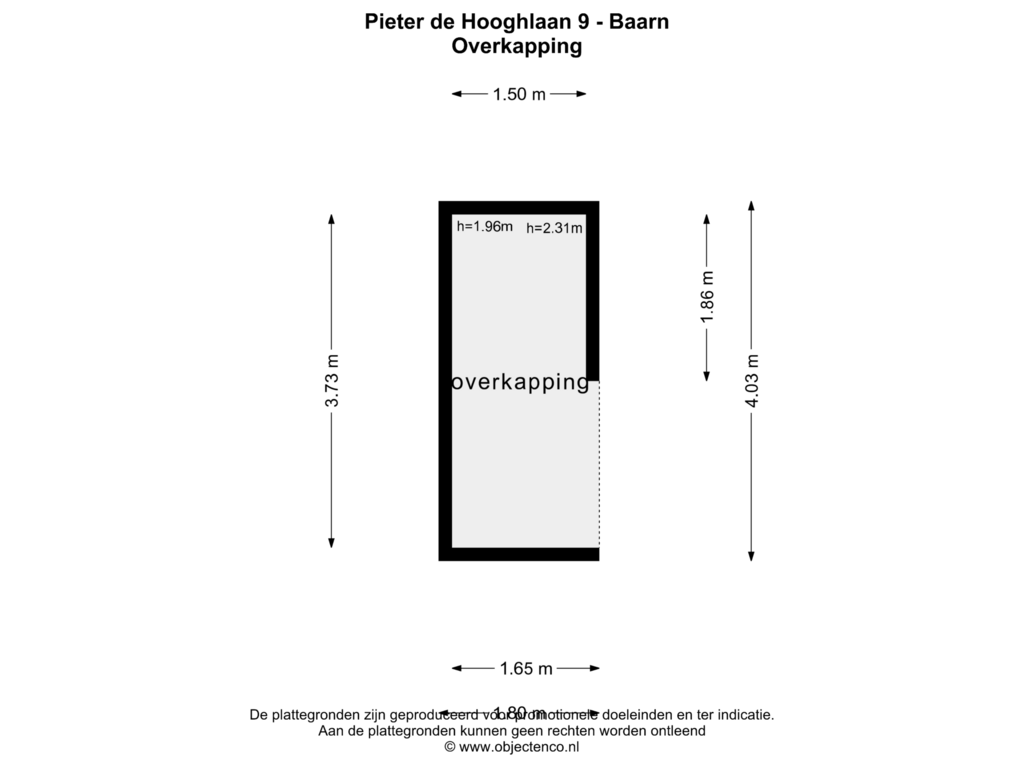 Bekijk plattegrond van Overkapping van Pieter de Hooghlaan 9