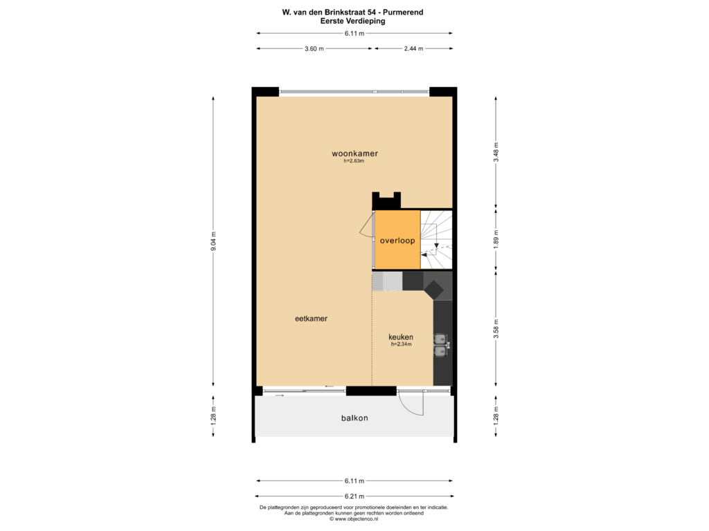 Bekijk plattegrond van EERSTE VERDIEPING van W. v.d. Brinkstraat 54