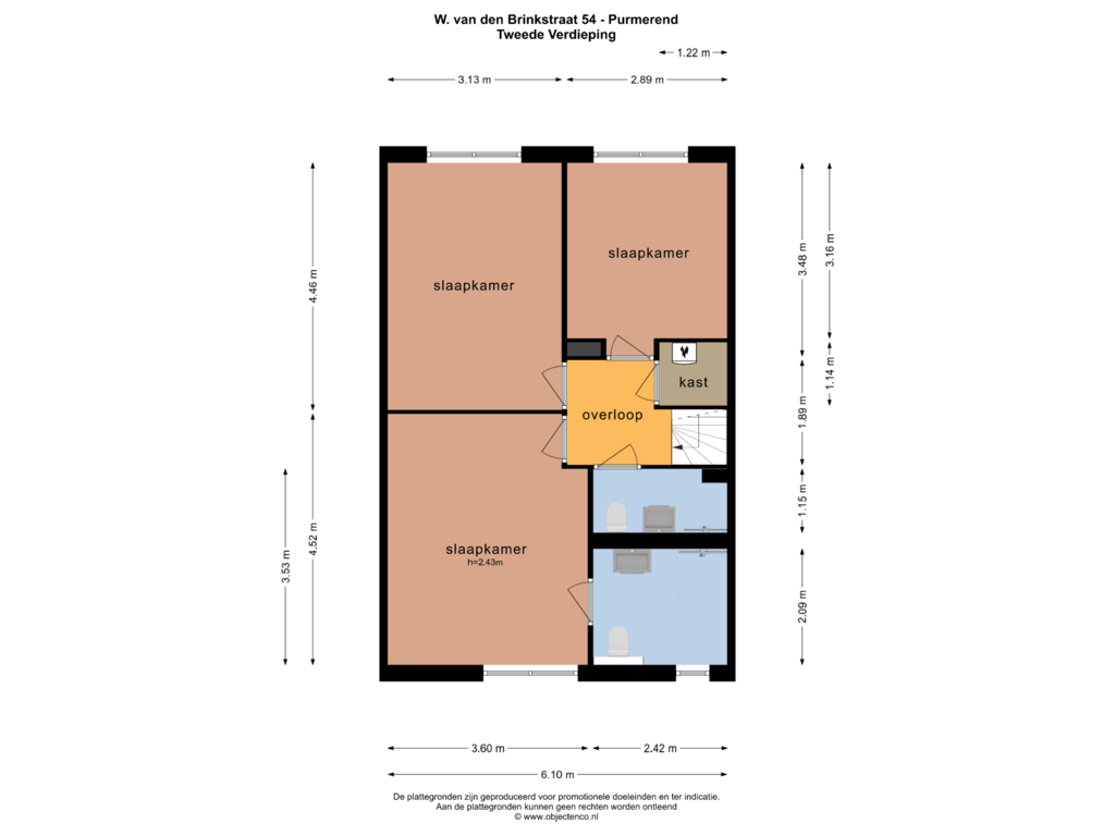 Bekijk plattegrond van TWEEDE VERDIEPING van W. v.d. Brinkstraat 54