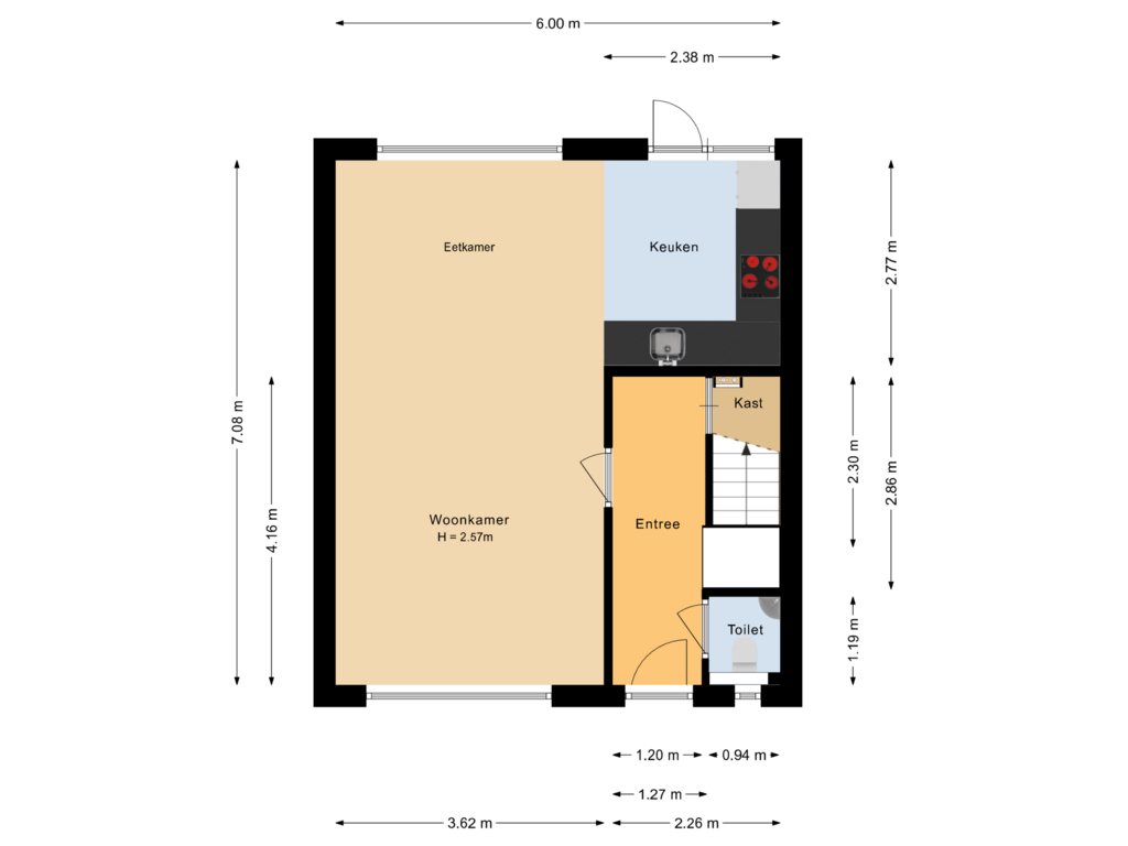 Bekijk plattegrond van Begane grond van Cremerstraat 28