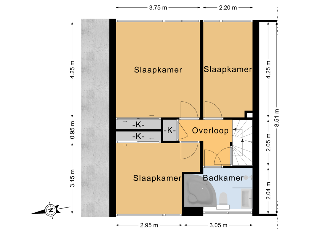 Bekijk plattegrond van 1e Verdieping van Boszoom 17