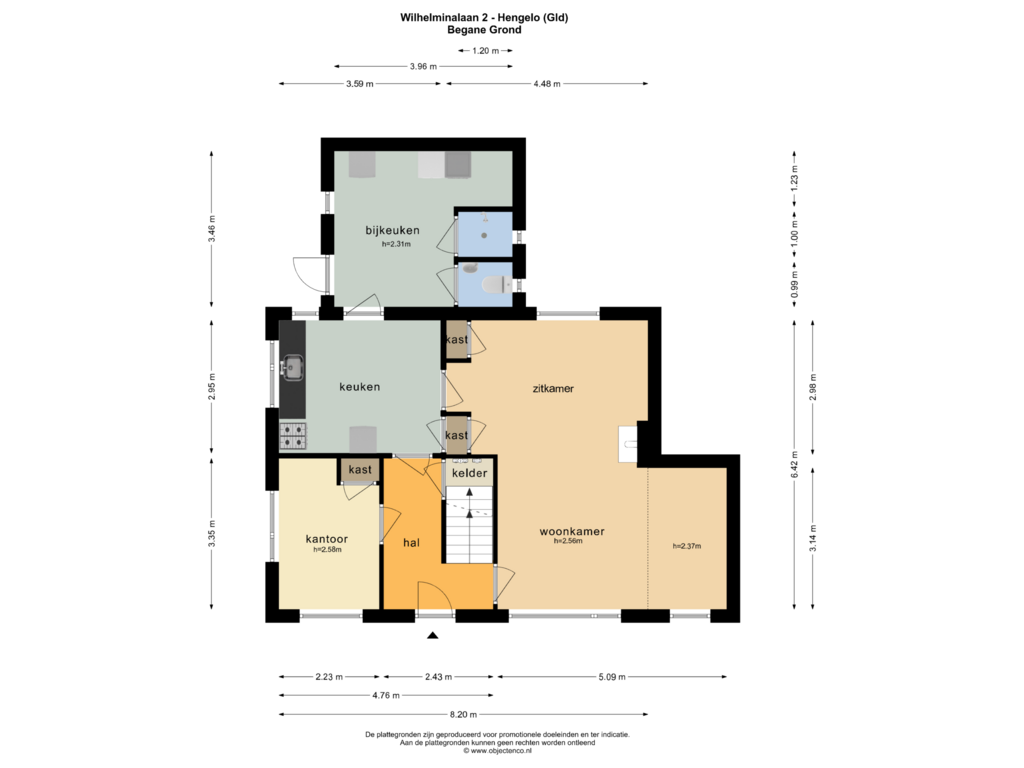 Bekijk plattegrond van BEGANE GROND van Wilhelminalaan 2