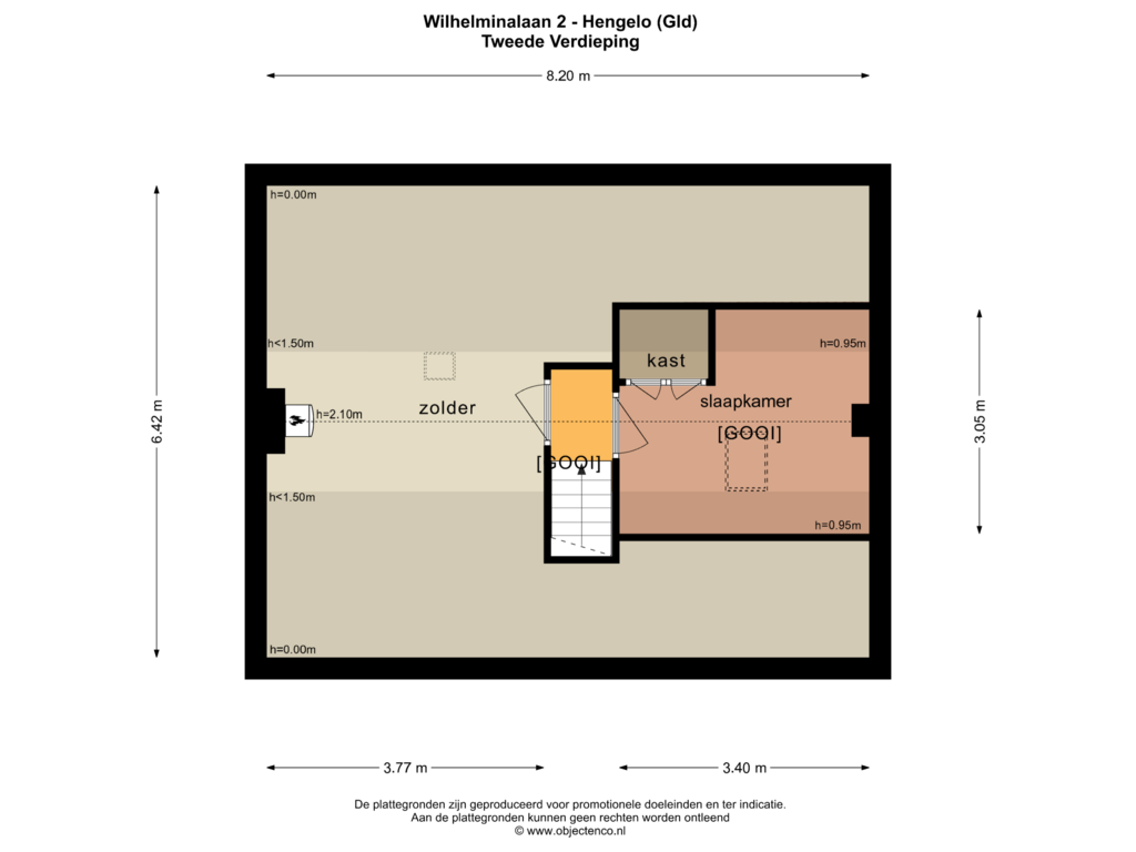 Bekijk plattegrond van TWEEDE VERDIEPING van Wilhelminalaan 2