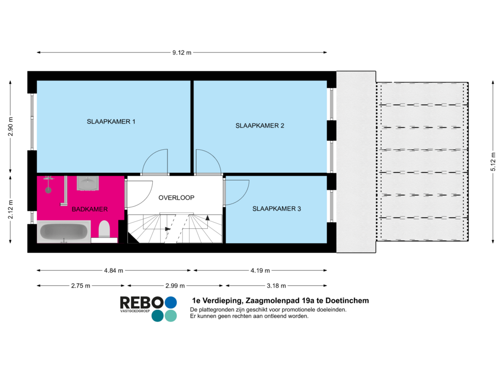 Bekijk plattegrond van 1e Verdieping van Zaagmolenpad 19-A