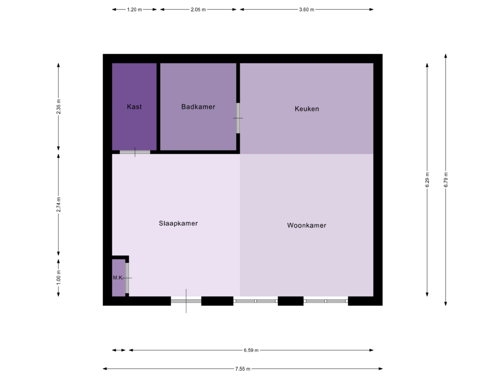 Bekijk plattegrond van First floor van Prins Bernhardstraat 1-C