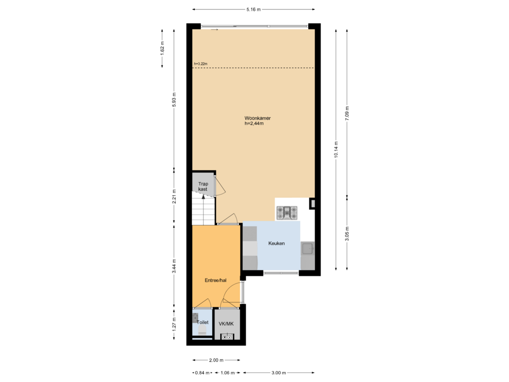 Bekijk plattegrond van Begane grond van Amundsenrede 66