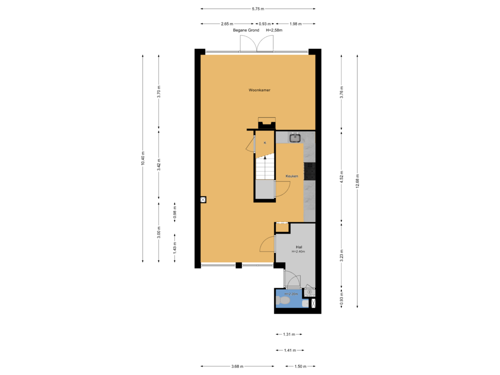 Bekijk plattegrond van Begane Grond van Baaienburg 12