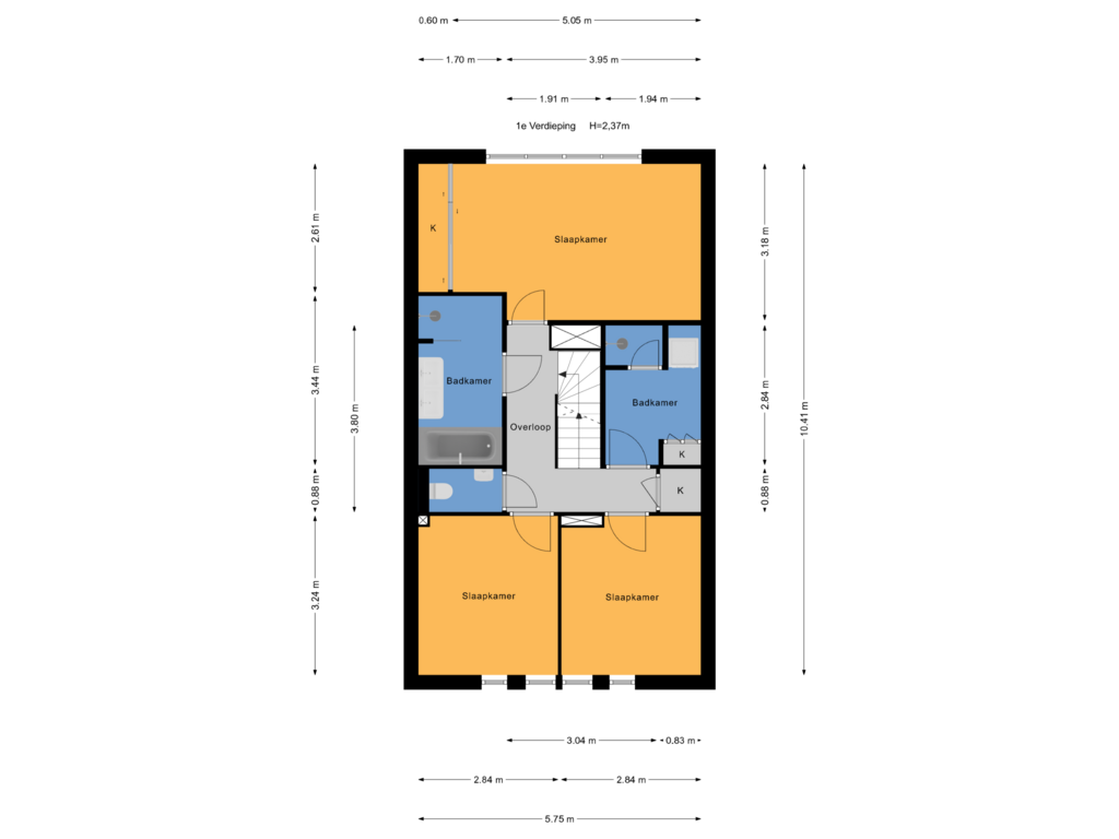 Bekijk plattegrond van 1e Verdieping van Baaienburg 12