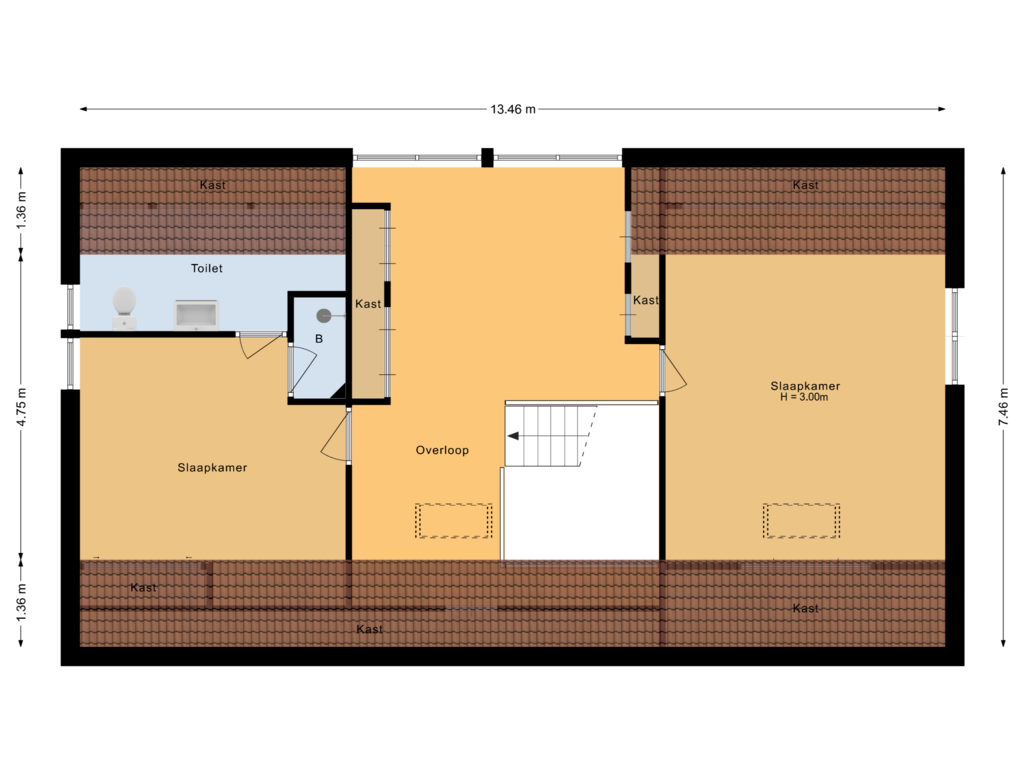 View floorplan of Eerste verdieping of Tolhuislaan 9