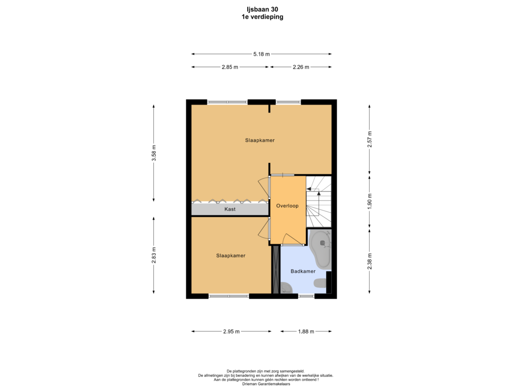 View floorplan of 1e verdieping of IJsbaan 30