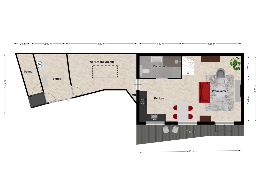 Bekijk plattegrond van Begane grond van Turfsingel 5-C