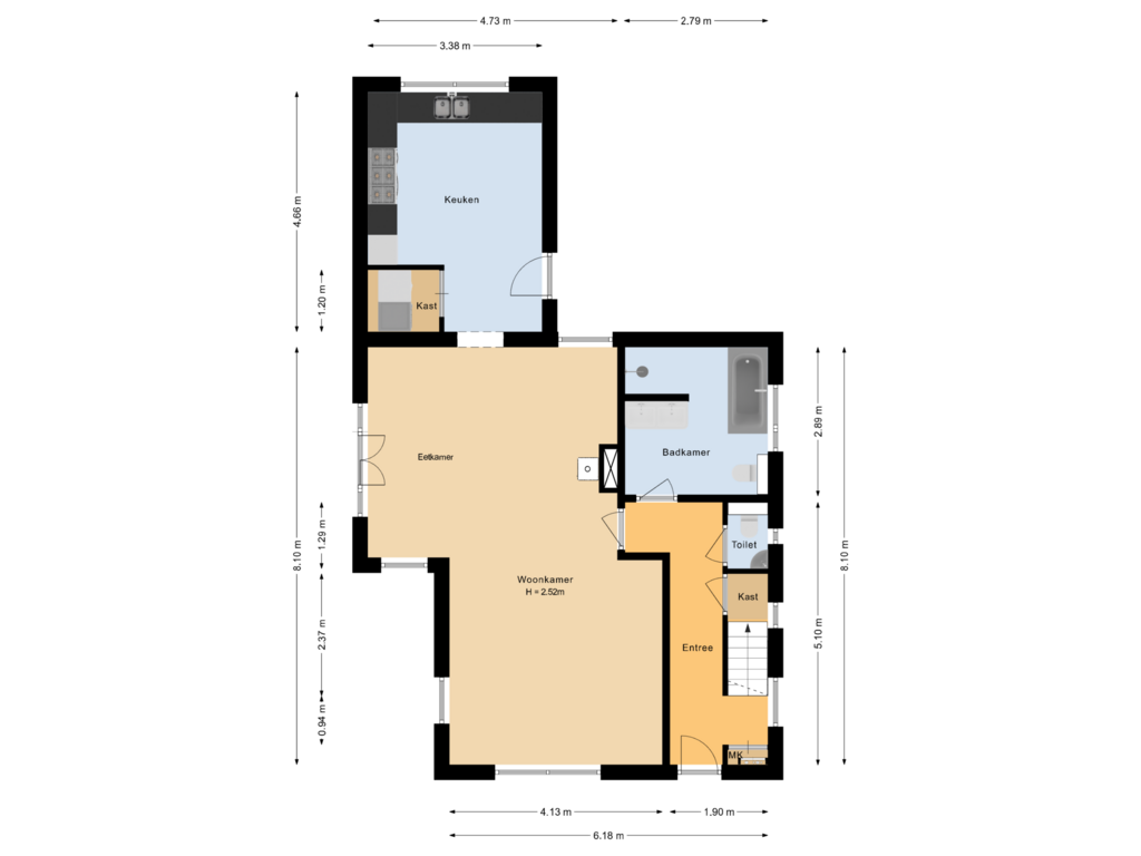 View floorplan of Begane grond of Oordtstraat 8