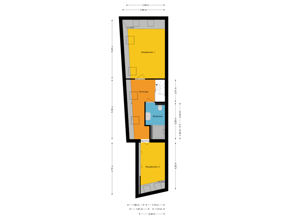 Bekijk plattegrond van Tweede woonlaag van Tramstraat 13