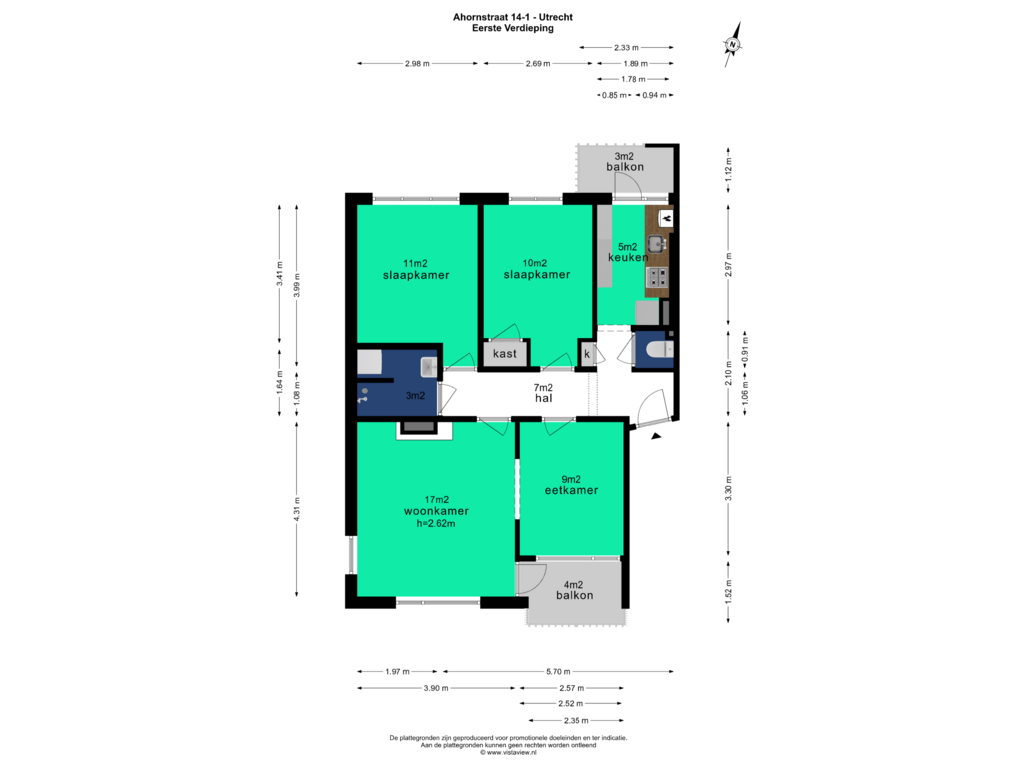 Bekijk plattegrond van EERSTE VERDIEPING van Ahornstraat 14-1