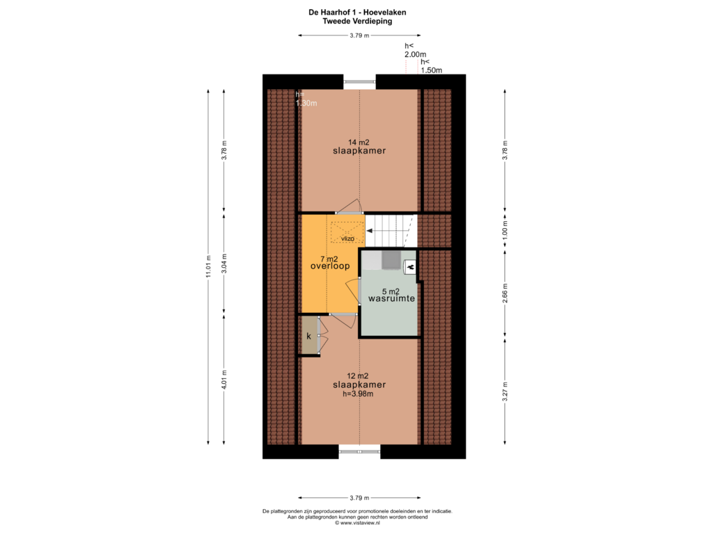 Bekijk plattegrond van TWEEDE VERDIEPING van De Haarhof 1