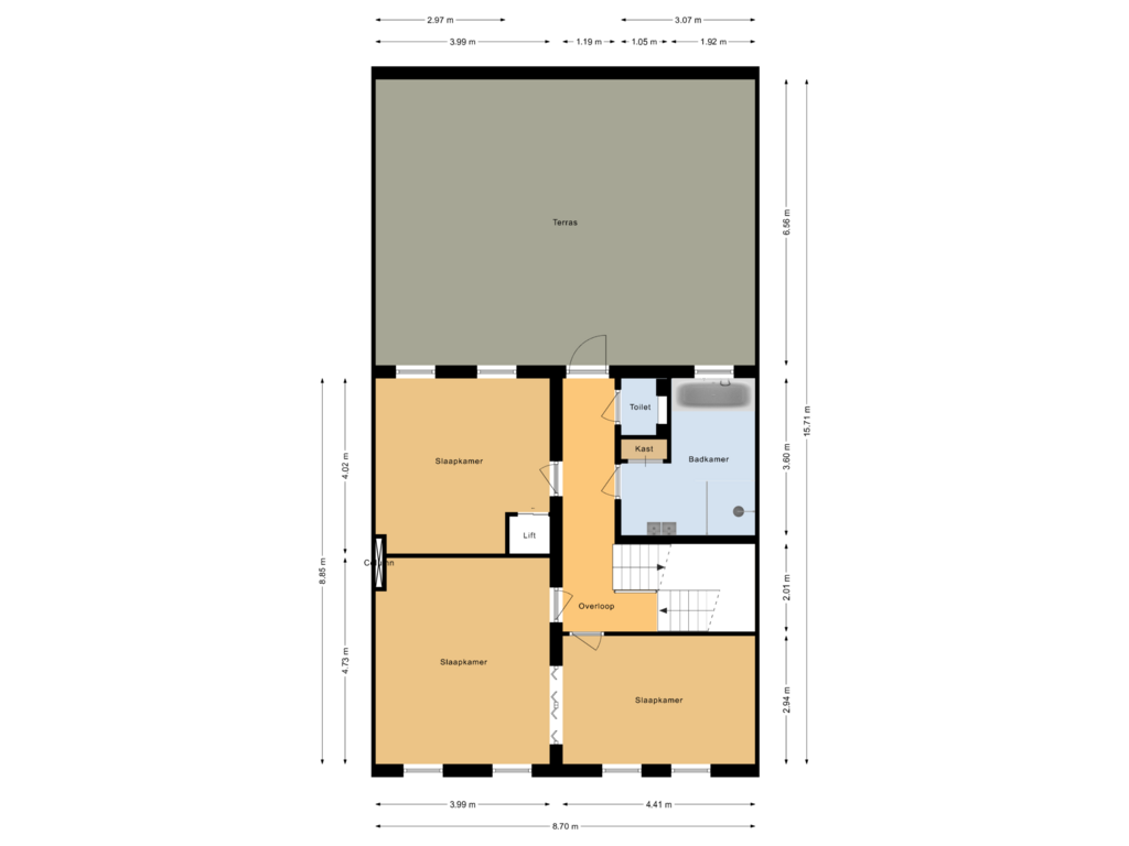 View floorplan of Eerste verdieping of Goltziusstraat 41