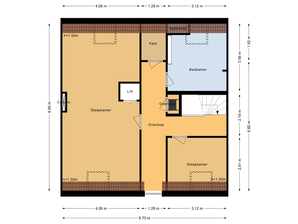 View floorplan of Tweede verdieping of Goltziusstraat 41