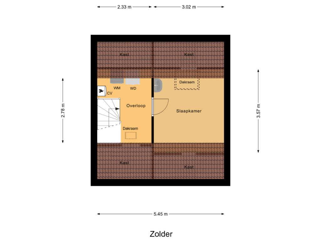 Bekijk plattegrond van Zolder van Oomskinderenstraat 22