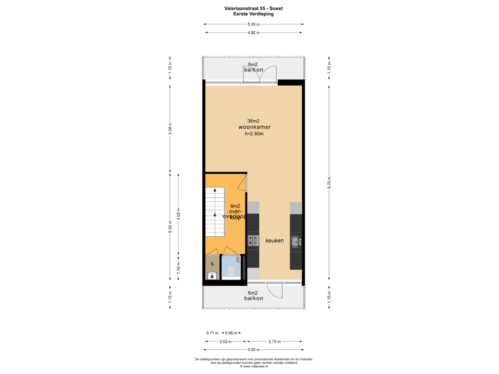 Bekijk plattegrond van EERSTE VERDIEPING van Valeriaanstraat 55