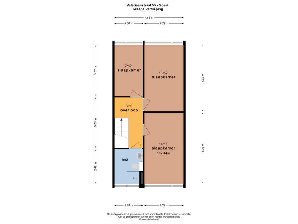 Bekijk plattegrond van TWEEDE VERDIEPING van Valeriaanstraat 55