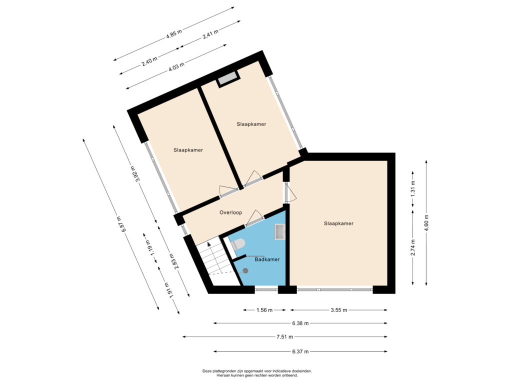 Bekijk plattegrond van Eerste verdieping van Grensstraat 44