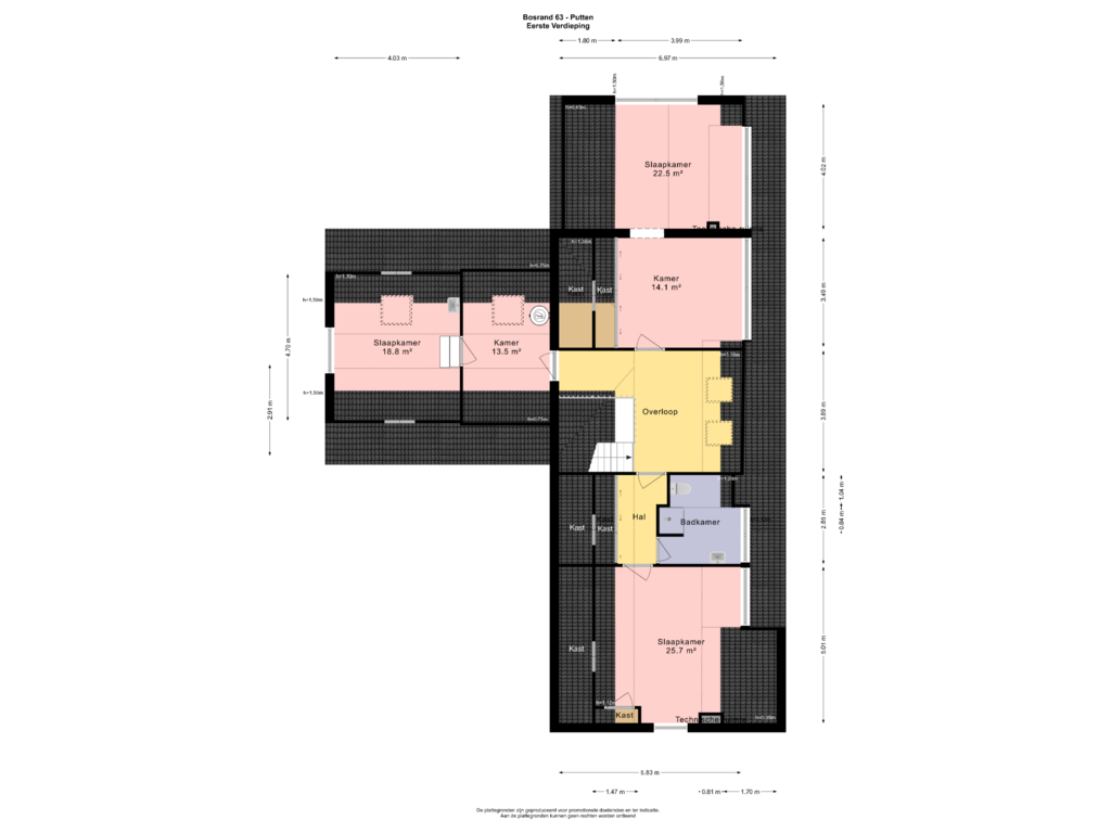 Bekijk plattegrond van EERSTE VERDIEPING van Bosrand 63