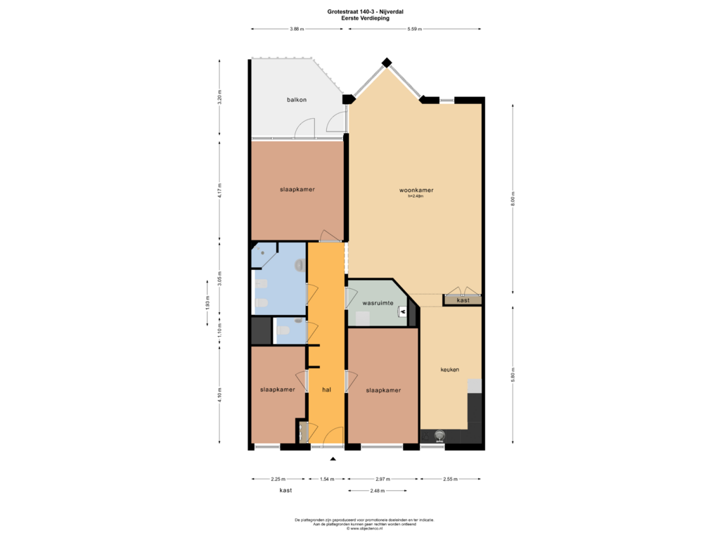 Bekijk plattegrond van EERSTE VERDIEPING van Grotestraat 140-03