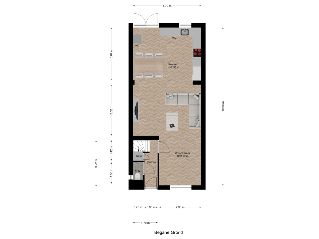 Bekijk plattegrond van Begane Grond van Schuytstraat 84