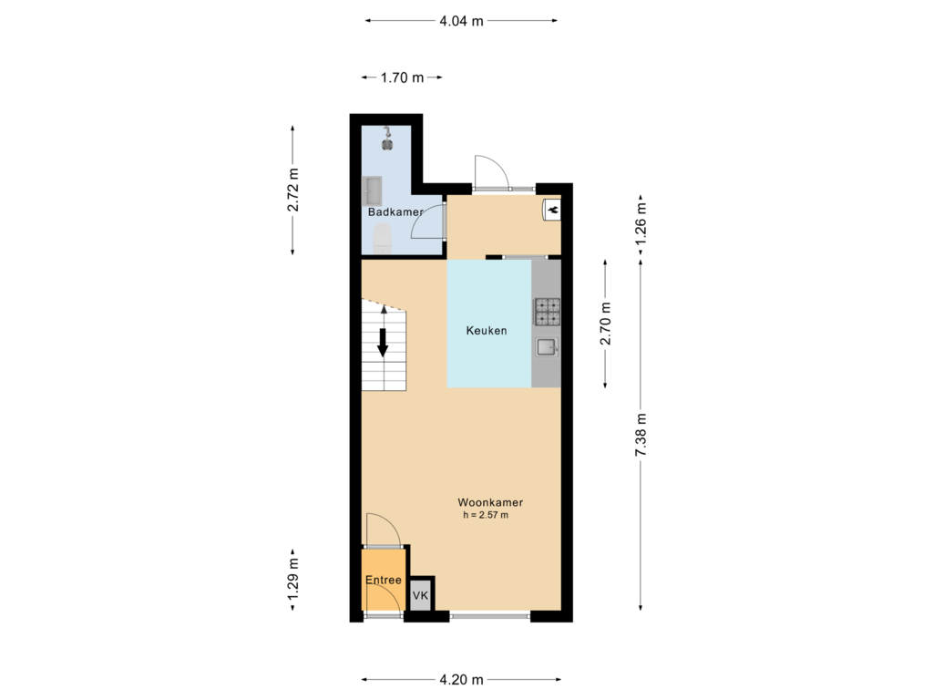 Bekijk plattegrond van Begane Grond van Ooststraat 1-A