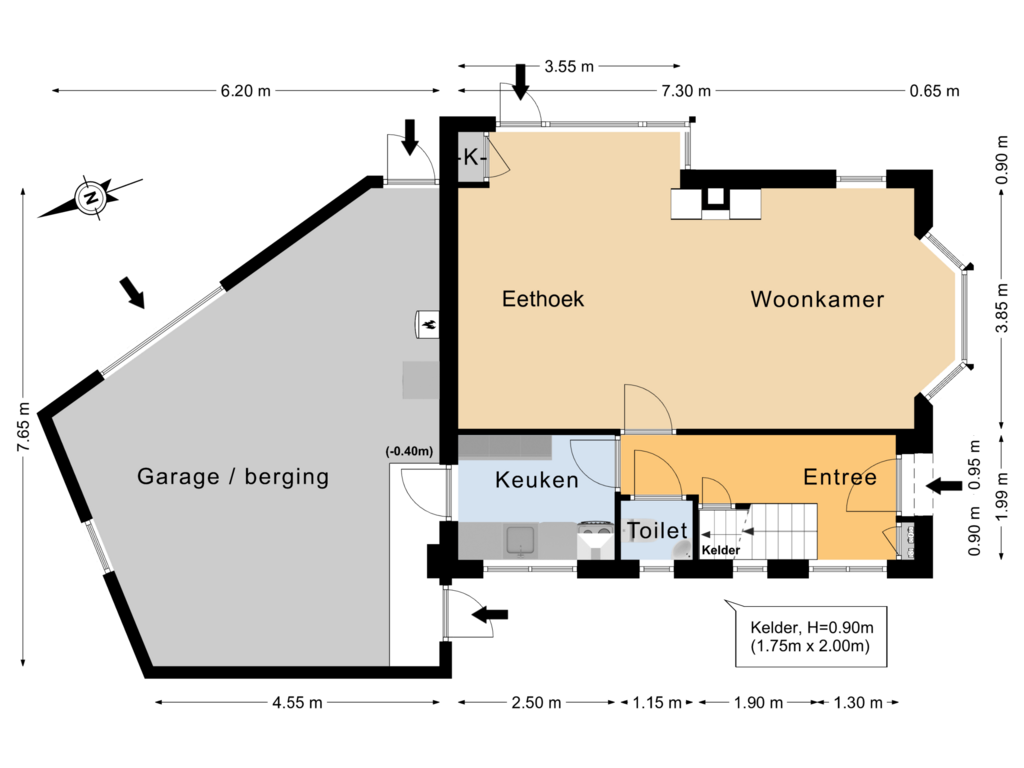 View floorplan of Begane grond of Hantumerweg 7