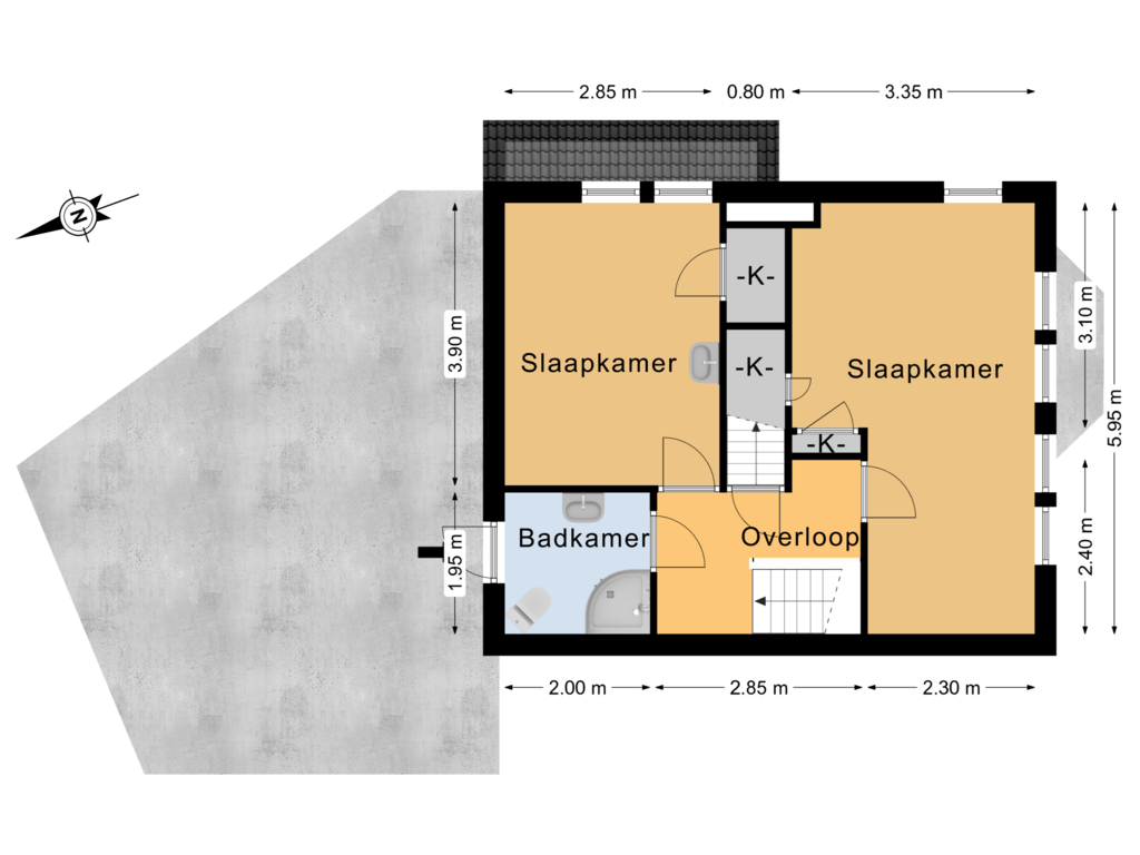 View floorplan of 1e Verdieping of Hantumerweg 7