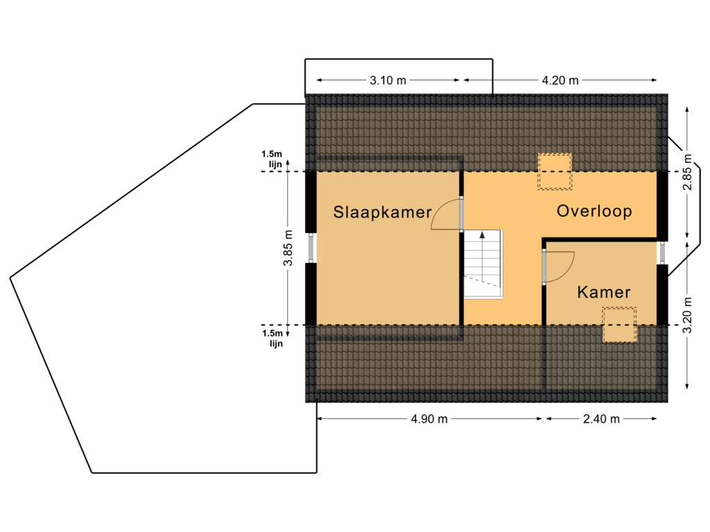 Bekijk plattegrond van 2e Verdieping van Hantumerweg 7