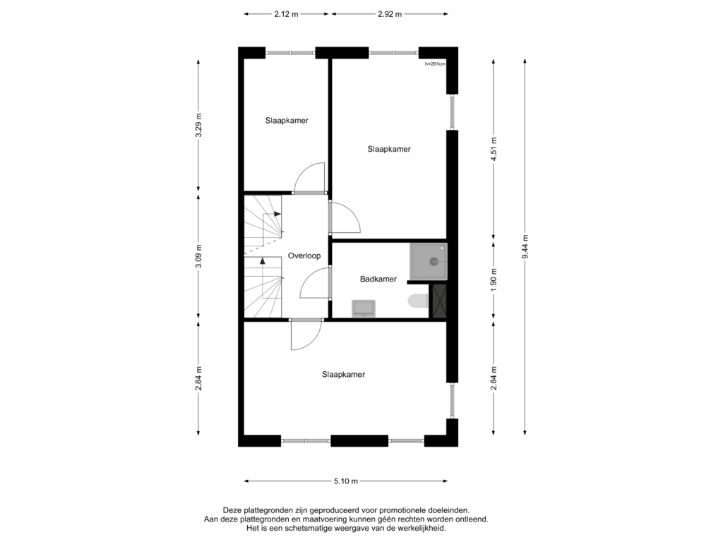 Bekijk plattegrond van Tweede Verdieping van Bagijnenwalstraat 25