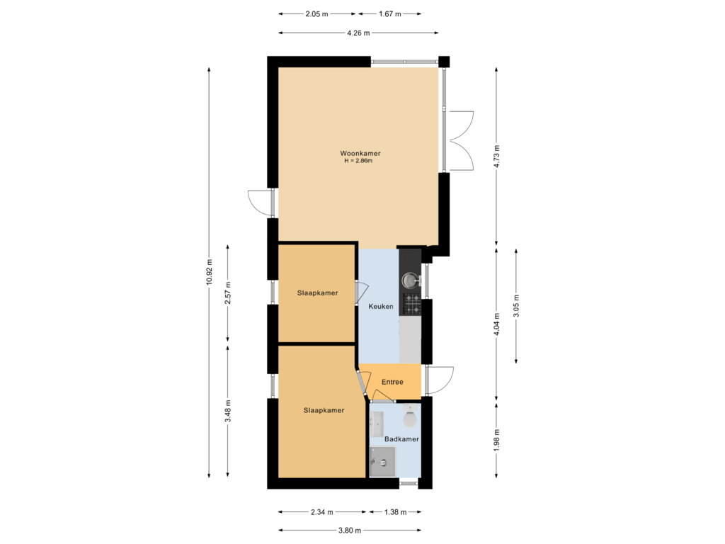 Bekijk plattegrond van Begane grond van Zuiderweg 2-257