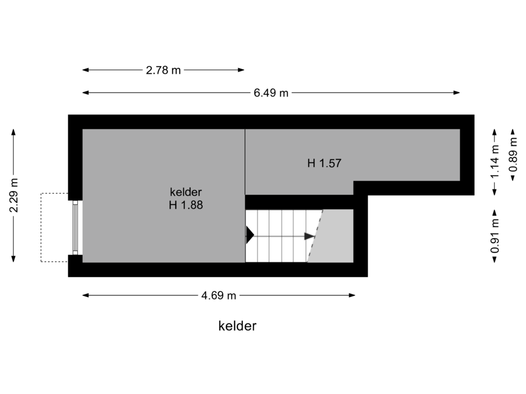 View floorplan of kelder of Verlengde Kerkeboslaan 42