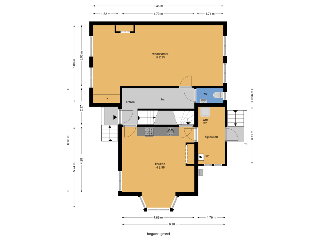 View floorplan of begane grond of Verlengde Kerkeboslaan 42