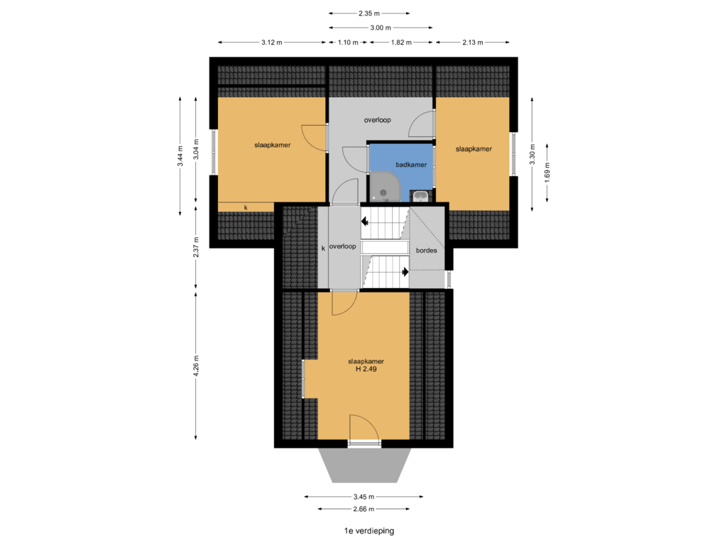 View floorplan of 1e verdieping of Verlengde Kerkeboslaan 42