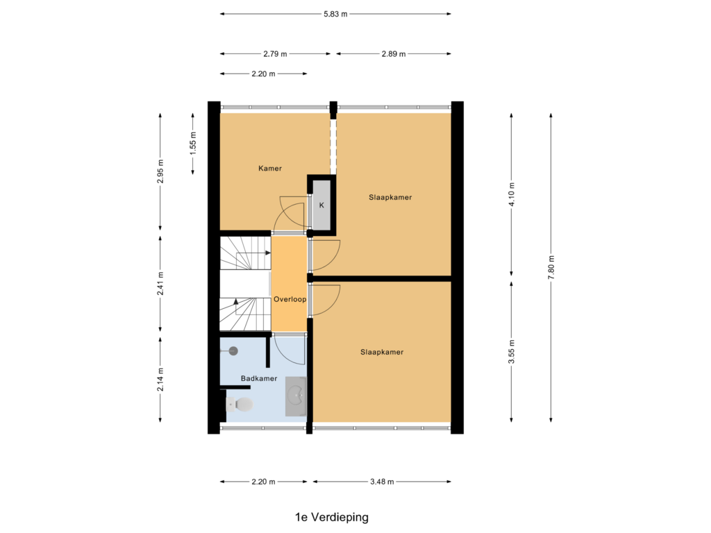 Bekijk plattegrond van 1e Verdieping van Vliet 27