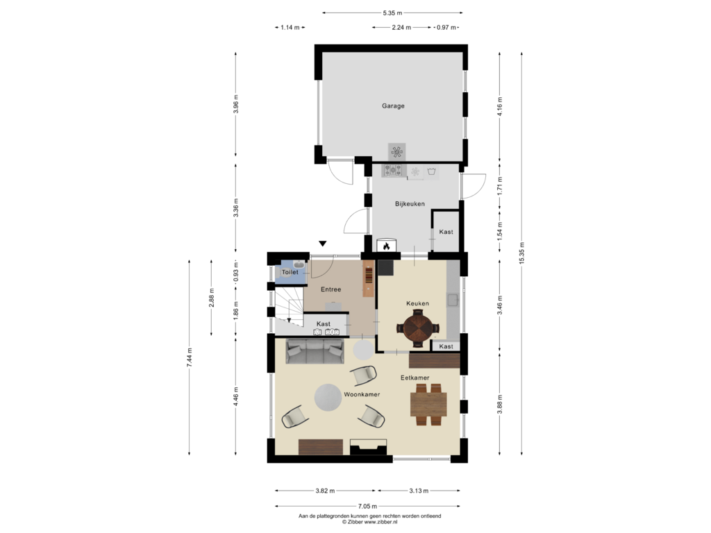 Bekijk plattegrond van Begane grond van den Dam 23