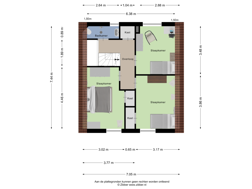 Bekijk plattegrond van Eerste verdieping van den Dam 23