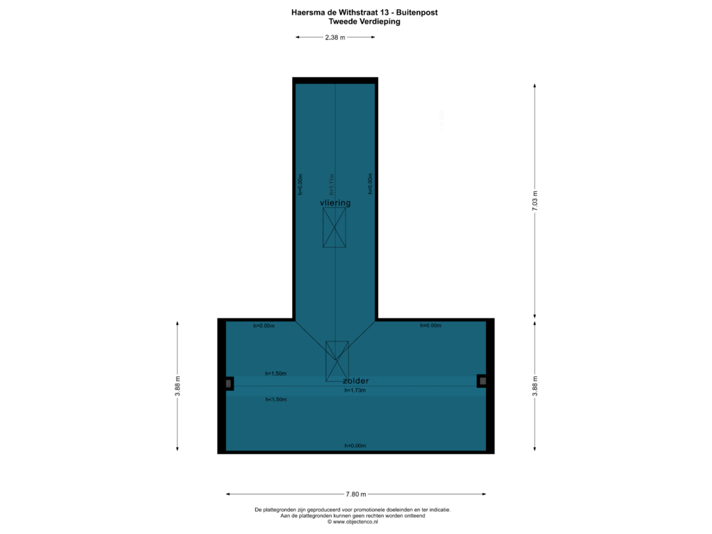 Bekijk plattegrond van TWEEDE VERDIEPING van Haersma de Withstraat 13