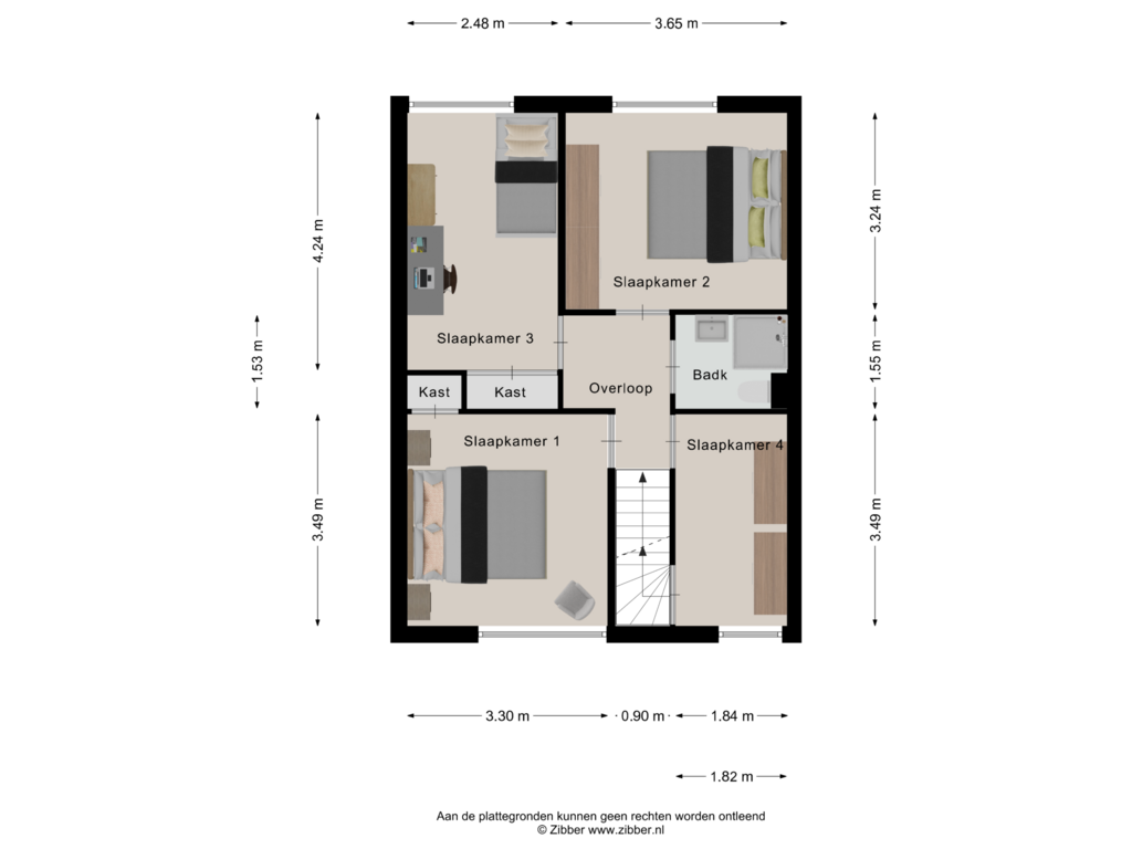 Bekijk plattegrond van Eerste Verdieping van Tromplaan 2