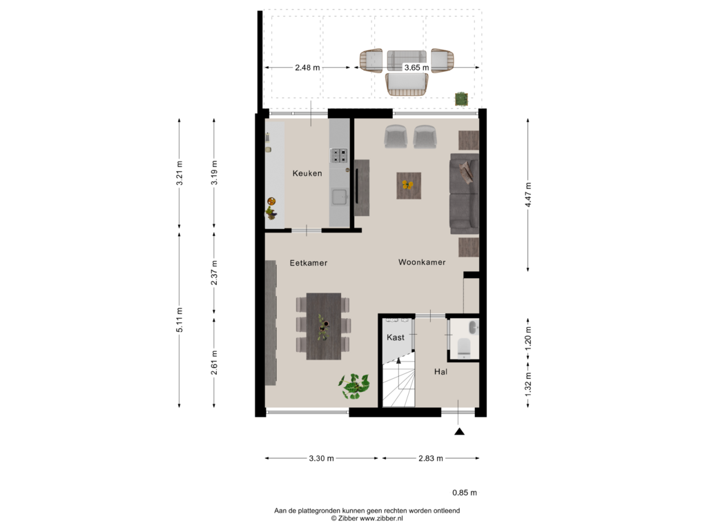 Bekijk plattegrond van Begane Grond van Tromplaan 2