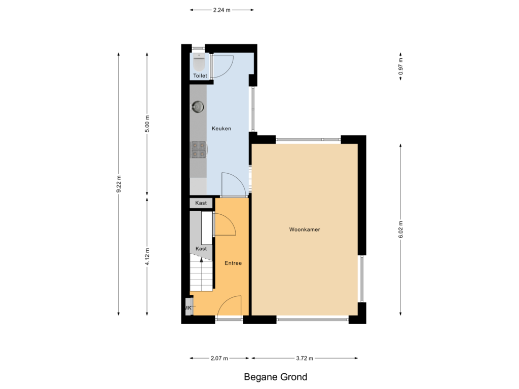 Bekijk plattegrond van Begane Grond van ten Houtenstraat 1