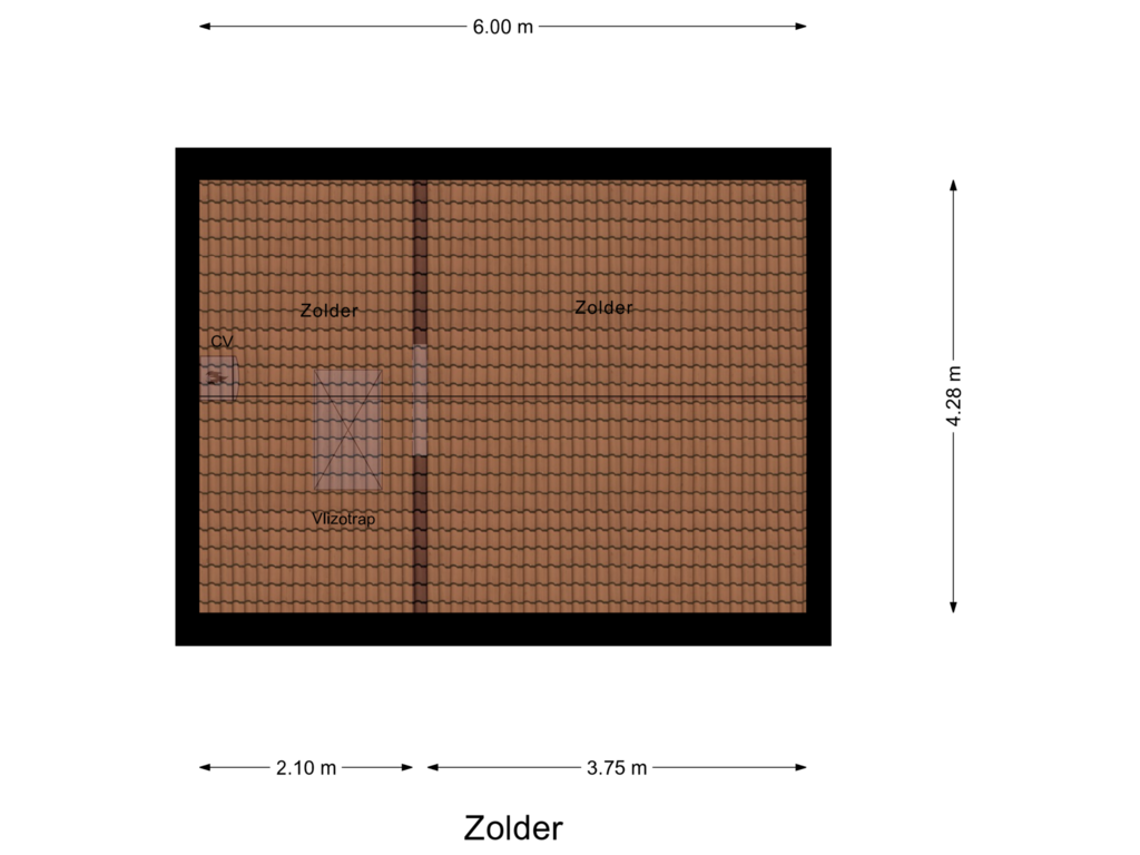 Bekijk plattegrond van Zolder van ten Houtenstraat 1