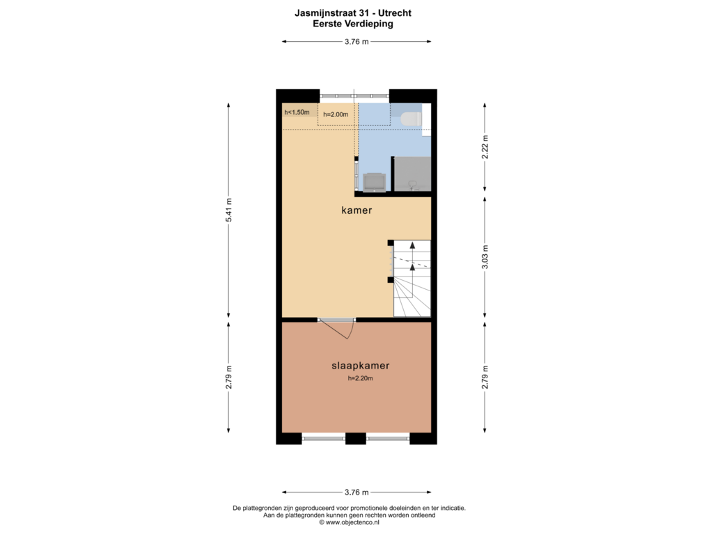 Bekijk plattegrond van EERSTE VERDIEPING van Jasmijnstraat 31