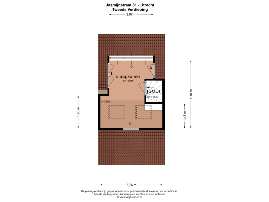 Bekijk plattegrond van TWEEDE VERDIEPING van Jasmijnstraat 31