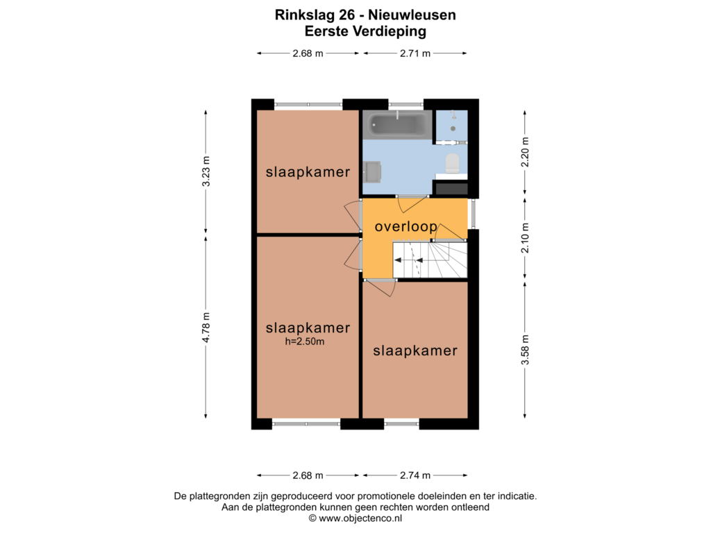 View floorplan of EERSTE VERDIEPING of Rinkslag 26