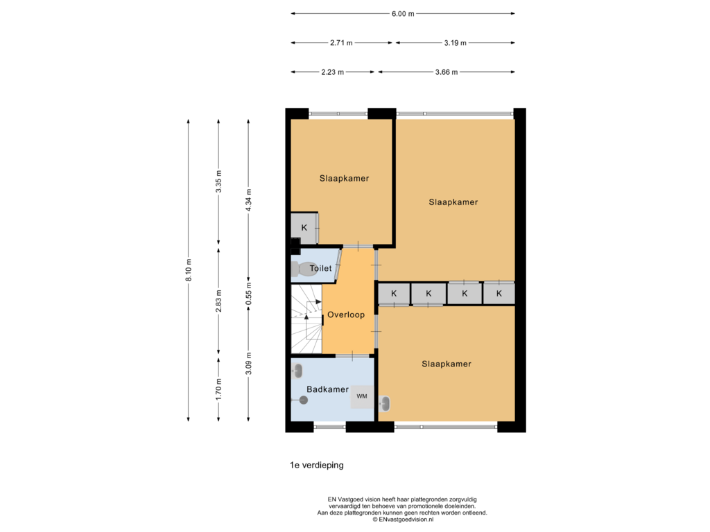 Bekijk plattegrond van 1e verdieping van Goesinnestraat 2