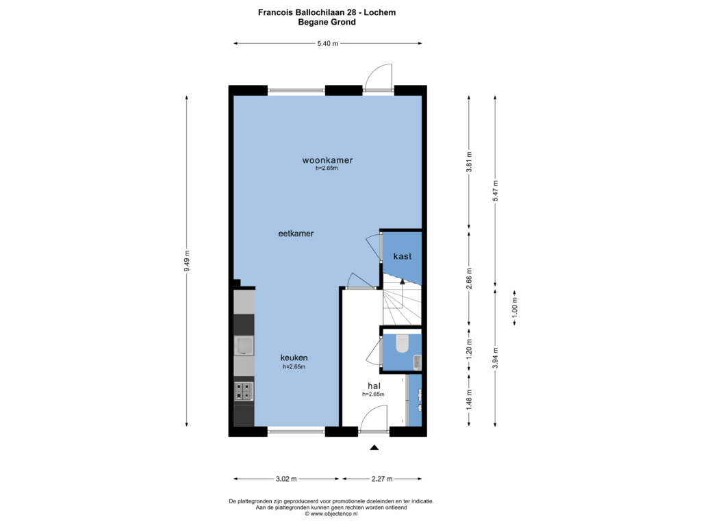 Bekijk plattegrond van BEGANE GROND van François Ballochilaan 28